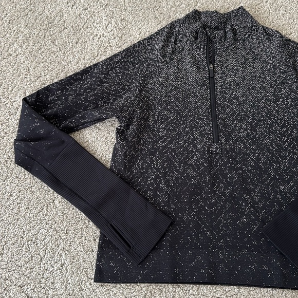 LULULEMON Black Grey Splatter Print Half Zip Run Long Sleeve Top 4 - Picture 2 of 6